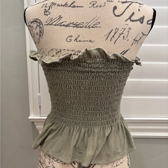 Truly Madly Deeply Sage Green Smocked Crop Top - Picture 2 of 4